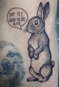 picciotti di vittura neru nantu à e linee semplici inglesi è picculi stampi di u tatuu di u rabbit di animali