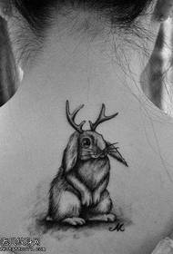 Back cute classic bunny tattoo pattern