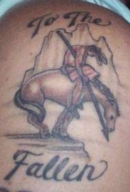 Olkapäävärinen hevonen intialaisella tatuointikuviolla