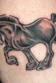 Robuust paard zwart tattoo-patroon
