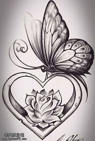 Manuscript butterfly love tattoo pattern