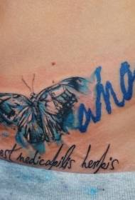 Farfalla dell'acquerello e modello del tatuaggio di alfabeto inglese