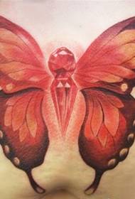 Bel modello di tatuaggio con ali di farfalla e diamante