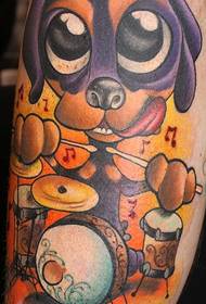 patrón de tatuaje de perro de dibujos animados lindo