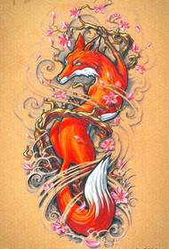 A stylish and classic fox tattoo manuscript picture