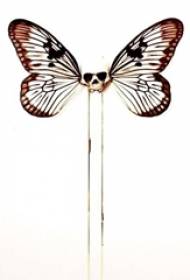 Slikan akvarel skica ustvarjalni literarni lepi roko metulja lobanje tatoo