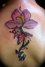 Zadná kvetina a motýľ tetovanie vzor