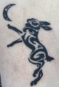personalitat, conill negre tribal amb patró de tatuatge de lluna