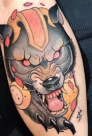 Modello di tatuaggio volpe europea e americana colorato in stile scuola