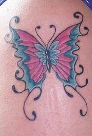 Wzór tatuażu motyla różowy i niebieski