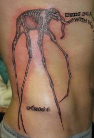 side rib super long leg elephant skeleton tattoo pattern