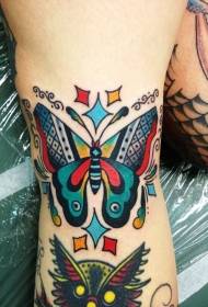 Leg traditional butterfly tattoo pattern