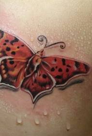 Back red spotted butterfly tattoo pattern