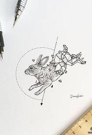 rabbit geometric line tattoo pattern manuscript