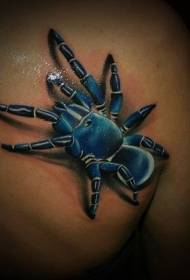 realistinen sininen hämähäkki tatuointi malli