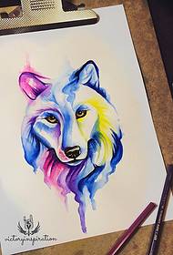 Splash Tënt Aquarell Fuusskop Tattoo Manuskript
