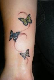 三種不同的小蝴蝶紋身圖案