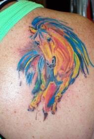 Modello di tatuaggio cavallo color spalla