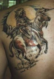 Shoulder brown indian riding tattoo pattern