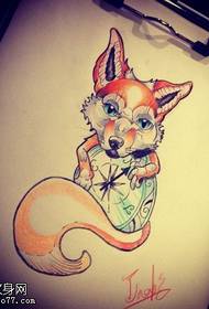 Barevná liška kompas tetování obrázek