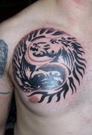 Chest swarte yin en yang hynder totem tatoetôfbylding