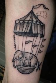 стара школа чорний колючий цирк слон татуювання візерунок на повітряні кулі