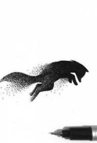 Creatief zwart stekelig abstract lijnen klein dierlijk silhouet vos tattoo manuscript