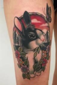sungura-themed Seti ya tattoo nzuri ya bunny inafanya kazi