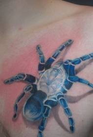 reālistisks zila zirnekļa pleca tetovējuma modelis