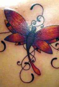 Rød fantasy sommerfugl vinstok tatoveringsmønster