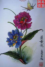 Fiori dipinti e materiale farfalla per godersi l'immagine