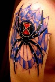чорний павук і фіолетовий павутина візерунок татуювання