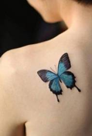 Девушки обратно нарисовали акварельный эскиз творческой литературной татуировкой бабочки