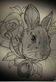歐洲兔子珠寶玫瑰紋身圖案學校手稿