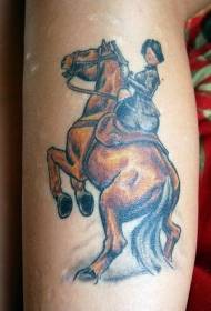 腿上的女士紋身圖片彩色馬背