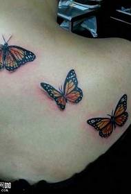 Esquena patró de tatuatge de papallona petita