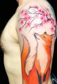 isang hanay ng mga creative fox watercolors at iba pang mga pattern ng tattoo