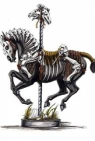 Domineering painted simple lines 动物 and animal horse tattoo manuscript
