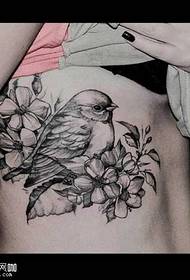 Modello di tatuaggio uccello grigio nero in vita