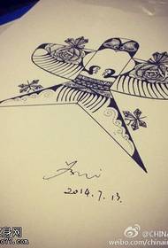 Black Grey Swallow Kite Tattoo Manuscript Pattern