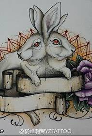 farge dobbelhodet kaninros tatoveringsmanuskriptbilde