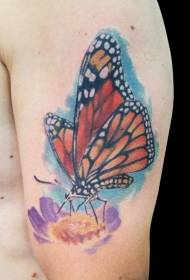 Prachtige vlinder en bloem tattoo patroon