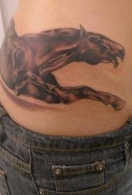 Patró de tatuatge de cavall corrent realista marró de cintura