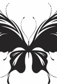 Skica černého popela zobrazující kreativní literární rukopis tetování motýlů