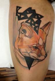 Padrão de tatuagem de raposa geométrica de cor de perna