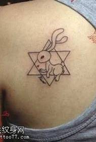 bunny tattoo pattern in shoulder five-pointed star