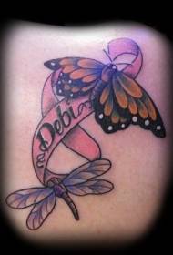 Tattoo patroon van naaldekoker en vlinder Engels alfabet