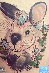 Modello di tatuaggio coniglio colore gamba