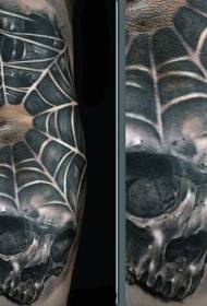 fekete lenyűgöző koponya pókháló tetoválás mintával