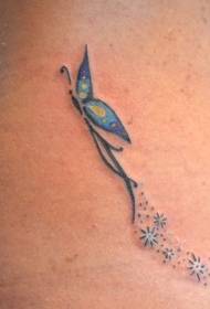 Little butterfly with twinkling stars tattoo pattern